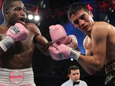 One-Two Punch - Boxer Adrien Broner toppled Antonio DeMarco after eight rounds in the ring to win the WBC lightweight championship title on Saturday.&nbsp;(Photo: Tom Hogan, Hoganphotos/Golden Boy Promotions via USA Today)