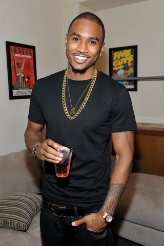 Cheers - Trey Songz poses backstage at his Grey Goose Cherry Noir hosted concert at the Fox Theater in Atlanta. (Photo: Moses Robinson/Getty Images for Grey Goose)