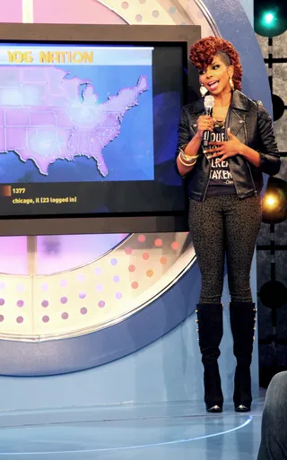 Miss Mykie - Styles P visits 106 &amp; Park. November 15, 2012 (Photo: Randy Smith/BET)