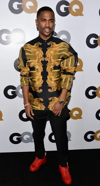 Doing Big Things - G.O.O.D. Music rapper Big Sean channels the '90s in this Versace-esque top on the red carpet of the GQ Men of the Year Party at Chateau Marmont Hollywood, California.(Photo: Alberto E. Rodriguez/Getty Images)
