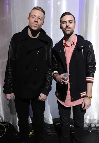 History Makers - After "Thrift Shop" went 6x platinum the other day, Macklemore &amp; Ryan Lewis became the first group to have their first two singles hit No. 1 on the charts. Congrats guys!(photo: John Ricard / BET).