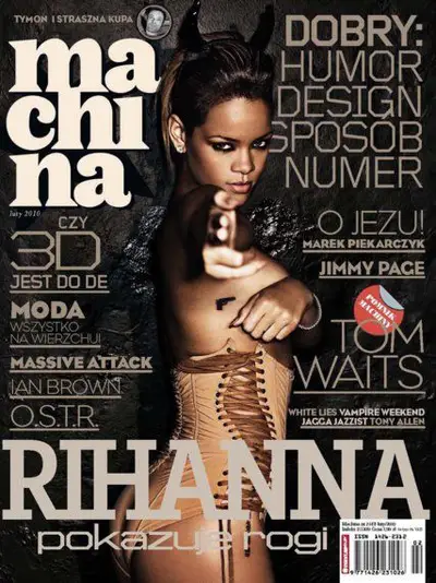 Machina, February 2010 - As far as cover girls go, you can’t find anyone who’s willing to take more risks than sizzling pop star Rihanna.  (Photo: Machina Magazine)
