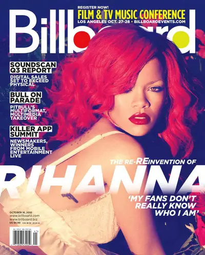 Billboard, October 2010 - The October 2010 issue of Billboard magazine is one of the sexiest to date, thanks to our cover girl, Rihanna. The star debuted a softer look with red locks, and her fans loved it.  (Photo: Billboard Magazine)