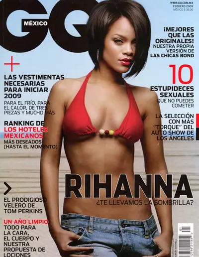 GQ Mexico, February 2009 - The pop diva posed for the cover of the inaugural issue of GQ Mexico in a red bikini top and denim cut-offs. (Photo: GQ Magazine)