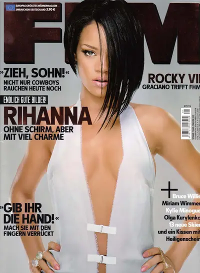 FHM&nbsp;Germany, January 2008 - It's all about the hair in this cover shot. Who else could make an asymmetrical haircut look so damn alluring?  (Photo: FHM Magazine)