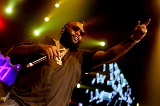 Keep on Rising to the Top - Rick Ross continues to give the fans all he's got as the Barry White of hip hop. Here, the Miami rapper and his silky smooth voice and flow intoxicate fans at The Frank Erwin Center in Austin, Texas.(Photo: Gary Miller/FilmMagic)