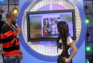 Take Your Pic - Rocsi and&nbsp;Dwyane Wade check out a photo of Oprah and Dwayne from Dwayne's Instagram feed at 106 &amp; Park, September 6, 2012. (Photo: John Ricard / BET).
