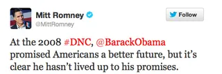 Mitt Romney - Supporters and critics took to Twitter on Thursday night in reaction to President Obama's address at the Democratic National Convention. – Britt Middleton  (Photo: Twitter)