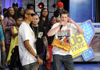 Off The Top - Freestyle Friday battle: Charron retaliates against Q Bangz at 106 &amp; Park, September 7, 2012. (Photo: John Ricard / BET).
