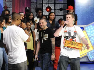 Word?!? - Freestyle Friday battle: Charron retaliates against Q Bangz at 106 &amp; Park, September 7, 2012. (Photo: John Ricard / BET).