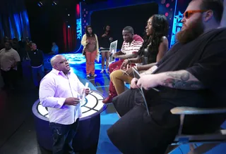 The Boss - Producer Pat Charles talks reviews judging guidelines with Freestyle Friday judges, No Malice, DJ Dimepiece and Action Bronson at 106 &amp; Park, September 7, 2012. (Photo: John Ricard / BET).