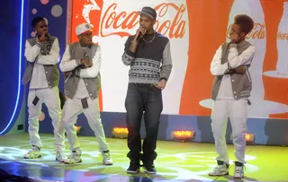 B.o.B. and Da Pretty Boyz - B.o.B sound check with Da Pretty Boyz, winners of the Coca-Cola MVP W.O.W. competition, at BET's 106 &amp; Park, Sept. 5. (Photo: John Ricard/BET)