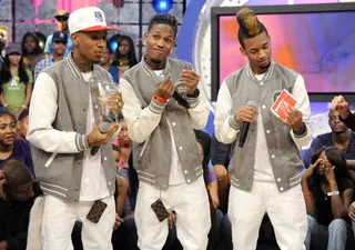 A Trophy and a Check - W.O.W. MVP winners, Da Pretty Boyz at 106 &amp; Park,&nbsp;Sept. 5.(Photo: John Ricard/BET)