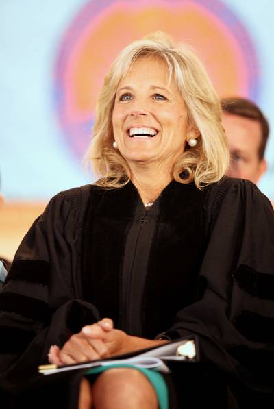 Scholarly Ambitions - Biden earned a bachelor's degree in English from the University of Delaware in 1975, a master's degree in education from West Chester University (1981) and another master's degree in English from Villanova University (1987). In 2007, she earned her doctorate in education from the University of Delaware.&nbsp;(Photo: Astrid Stawiarz/Getty Images)