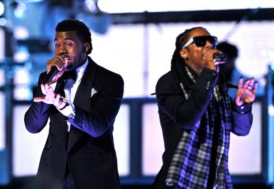 Lil Wayne Featuring Kanye West – 'Lollipop (Remix)' - Kanye West made his Auto-Tune debut on this remix, and then went on to create a whole album in Auto-Tune. So really, let's all thank Lil Wayne for being a drawing board for 808s &amp; Heartbreak.&nbsp;(Photo: Kevin Winter/Getty Images)
