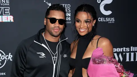 Russell Wilson and Ciara attend the launch of the 2022 Issue and Debut of Pay With Change with Sports Illustrated Swimsuit at Hard Rock Hotel New York on May 19, 2022 in New York City. 