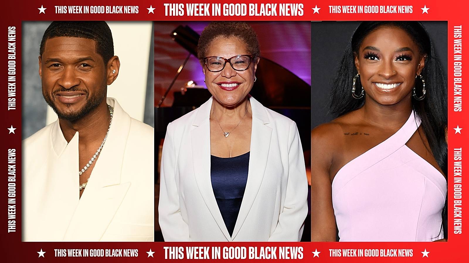 This Week In Good Black News: Usher Set To Headline 2024 Super Bowl  Halftime Show, Mayor Karen Bass Honored At CBC, And Simone Biles Speaks Out  After a Black Gymnast Is Denied