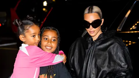 Chicago West, North West and Kim Kardashian are seen in Midtown on July 13, 2022 in New York City. 