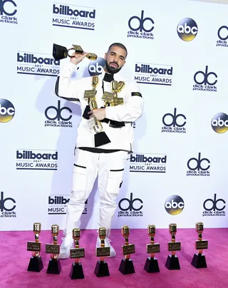 Drake - Drake posed with his 13 trophies at the 2017 Billboard Music Awards in Las Vegas. (Photo: Steve Granitz/WireImage)