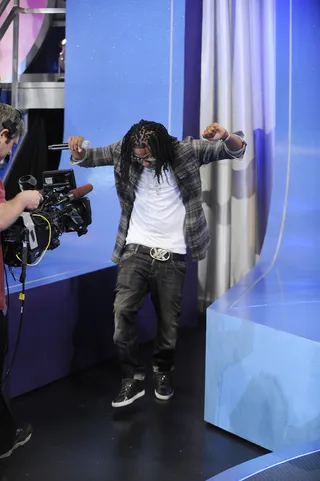 Peaceful - Co host Cash Out takes the stage at 106 &amp; Park, September 25, 2012. (photo: John Ricard / BET).