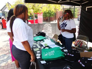 Jackson State University - Learning about free health screenings at the Rap-It-Up tent.(Photo: BET)