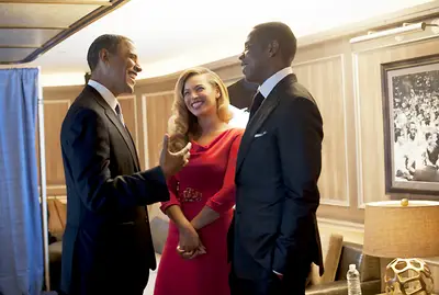 Hip Hop's First Couple Raises Cash for the POTUS - Hip Hop's power couple Jay-Z and Beyoncé did their part to help get President Obama re-elected, throwing a fundraiser for him in Manhattan. The president said he felt a bond with Jay because&nbsp;&quot;we both have daughters and our wives are more popular than we are.&quot;   (Photo: Courtesy Beyonce.com)