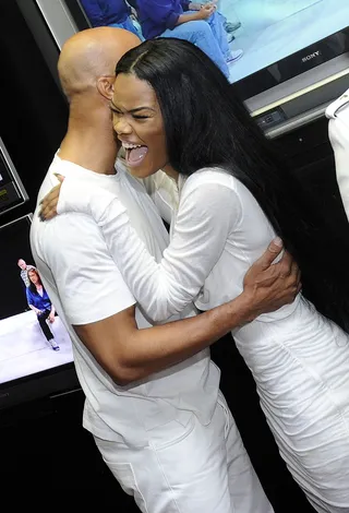 G.O.O.D Hugs - G.O.O.D. Music artists, Common and Teyana Taylor at 106 &amp; Park, September 19, 2012. (Photo: John Ricard / BET)