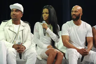 Huh?!? - G.O.O.D. Music artists Cyhi the Prynce, Teyana Taylor and Common at 106 &amp; Park, September 19, 2012. (Photo: John Ricard / BET)
