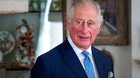 LONDON, ENGLAND - OCTOBER 22: Prince Charles, Prince of Wales seen during his meeting with Iraqi Prime Minister Mustafa Al-Kadhimi at Clarence House on October 22, 2020 in London, England. (Photo by Victoria Jones - WPA Pool/Getty Images)