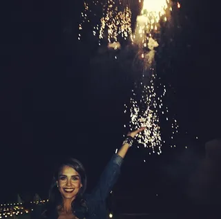 Jessica Alba - The actress takes in a spectacular fireworks show while vacationing with her family.  (Photo: Jessica Alba via Instagram)