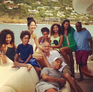 Russell Simmons  - The business mogul reunites with ex-wife Kimora Lee Simmons for some fun in the sun in St. Barts with their daughters Ming and Aoki Lee and Kimora’s son Kenzo Hounsou.  (Photo: Russell Simmons via Instagram)