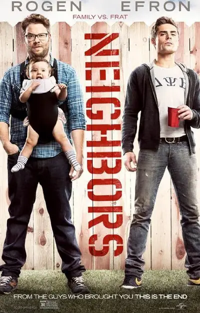 Neighbors: May 9 - Seth Rogen and Zac Efron play polar opposites as a new suburban dad and frat house leader forced to live next to each other in this retread of the classic Odd Couple story.  (Photo: Universal Pictures)