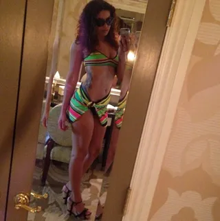 Jordin Sparks @jordinsparks - "My bathing suit today! BIG step for me to wear something like this on a carpet. Yeah, yeah, yeah I know it was for a pool party...but for ME, this was HUGE. I'm still learning more about my health &amp; body confidence every day! I always want to keep growing! Some of the pics might look crazy &amp; that's okay! Will there be some unflattering angles? Yeah. Will I have some jiggle here, some flab there? YUP. Am I continuously working to be fit &amp; healthy? SURE AM! I've come a long way from where I was! I love my life! I love who I am &amp; who I'm becoming!!"  (Photo: Instagram via Jordin Sparks)