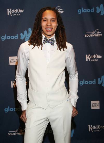 Brittney Griner on the labels: - “I’m definitely comfortable with it. I’ll yell it from the top of the roof — I am a lesbian. I am gay.” (Photo: John Medina/WireImage)