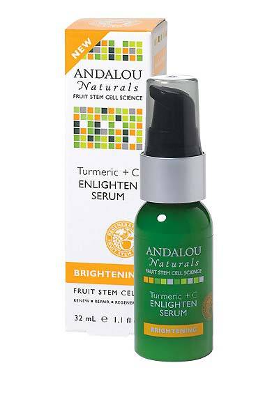 Andalou Naturals Turmeric + C Enlighten Face Serum - Organic turmeric extract, known for improving skin clarity, teams with skin-renewing vitamin C and antioxidants to diminish dark spots caused by the sun and past blemishes. This paraben-free, vegetarian-based formula also helps prevent future damage.   (Photo: Andalou Naturals)