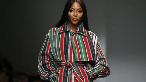 PARIS, FRANCE - FEBRUARY 24: (EDITORIAL USE ONLY) British model Naomi Campbell walks the runway during the Kenneth Ize show as part of the Paris Fashion Week Womenswear Fall/Winter 2020/2021 on February 24, 2020 in Paris, France. (Photo by Thierry Chesnot/Getty Images)