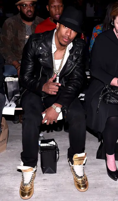 Front Row Fashion - Nick Cannon attends the Libertine fashion show during Mercedes-Benz Fashion Week Spring 2015 at Lincoln Center for the Performing Arts in New York City. (Photo: Andrew H. Walker/Getty Images for Mercedes-Benz Fashion Week)