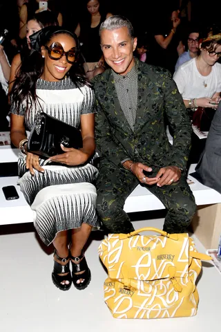 June Ambrose&nbsp;and Jay Manuel - Fashionable BFFs June Ambrose (in Suno) and Jay Manuel (in Gucci) are at it again! The duo goes for bold prints and fun accessories (those sunglasses!) at Tadashi Shoji. (Photo: Astrid Stawiarz/Getty Images for Mercedes-Benz Fashion Week)