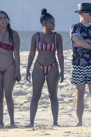 Janelle Monae - Oh, okay! Janelle Monae is thick THICK! The songstress was partying it up in Cabo while sporting a rainbow bikini. (Photo: Backgrid)