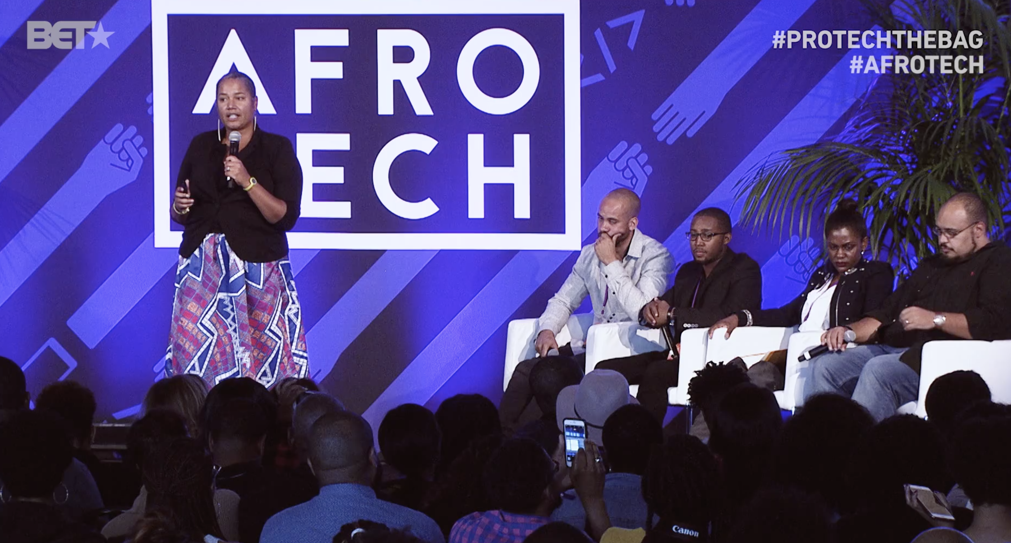 Founder of Possip speaking at AfroTech on BET's Trust: MPR in 2018.