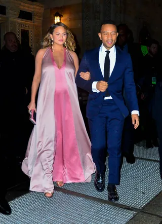 Chrissy Teigen and John Legend - With baby number two on the way, Chrissy Teigen and John Legend squeeze in some time for a date night in NYC. (Photo: Splash News)