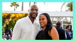 Keion Henderson (L) and Shaunie O'Neal (R) pose at The Pump Group Soiree at The Beverly Hills Hotel on August 19, 2021 in Beverly Hills, California. 