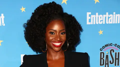 Teyonah Parris arrives at the Entertainment Weekly Comic-Con Celebration at Float at Hard Rock Hotel San Diego on July 20, 2019 in San Diego, California. 

