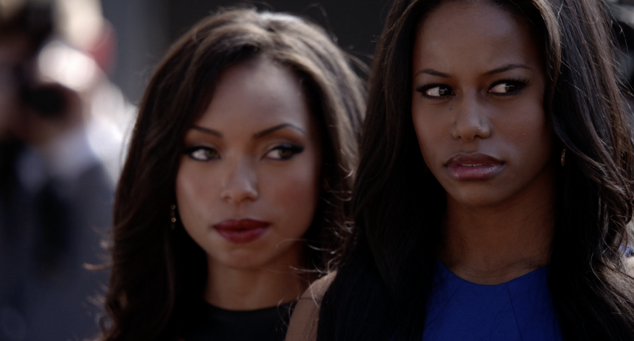 Taylour Paige as Ahsha Hayes and Logan Browning as Jelena Howard on episode 201 of Hit the Floor.
