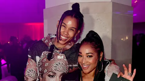 Ty Young and Mimi Faust attend the BMF world premiere screening and concert at Cellairis Amphitheatre at Lakewood on September 23, 2021 in Atlanta, Georgia. 