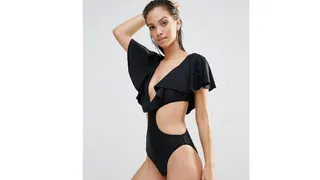 Boohoo Ruffle Detail Swimsuit ($32.35) - Set the night time pool party off with this Brazilian cut sleeved one peice. Werk!(Photo: Boohoo)&nbsp;