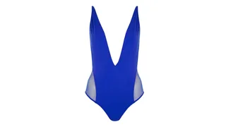 Top Shop Plunge Mesh Swimsuit ($40) - Make a lasting impression with the daring plunge of this cobalt blue one-piece. Expect to rack up numbers in this one.&nbsp;(Photo: Top Shop)