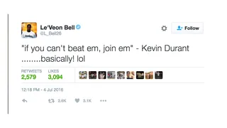 If You Can't Beat Them - The NFL runningback summed it up in a few words.(Photo: Le'Veon Bell via Twitter)&nbsp;