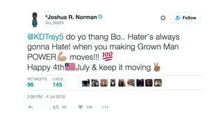From Pro to Pro - Outspoken NFL star&nbsp;Joshua Norman voiced his support for Durant's decsion.(Photo: Joshua R Norman via Twitter)&nbsp;