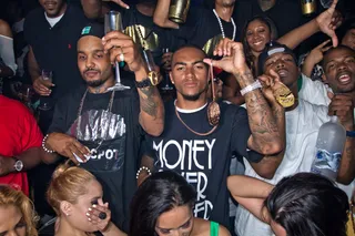 Bottoms Up - NFL star Dasean Jackson and friends doing it real big at the post-BET Awards party at Voyeur nightclub.(Photo: Adrian Sidney/PictureGroup)